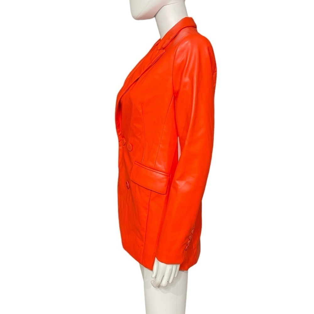 House of Harlow orange faux leather blazer jacket oversized NWT - Picture 5 of 12